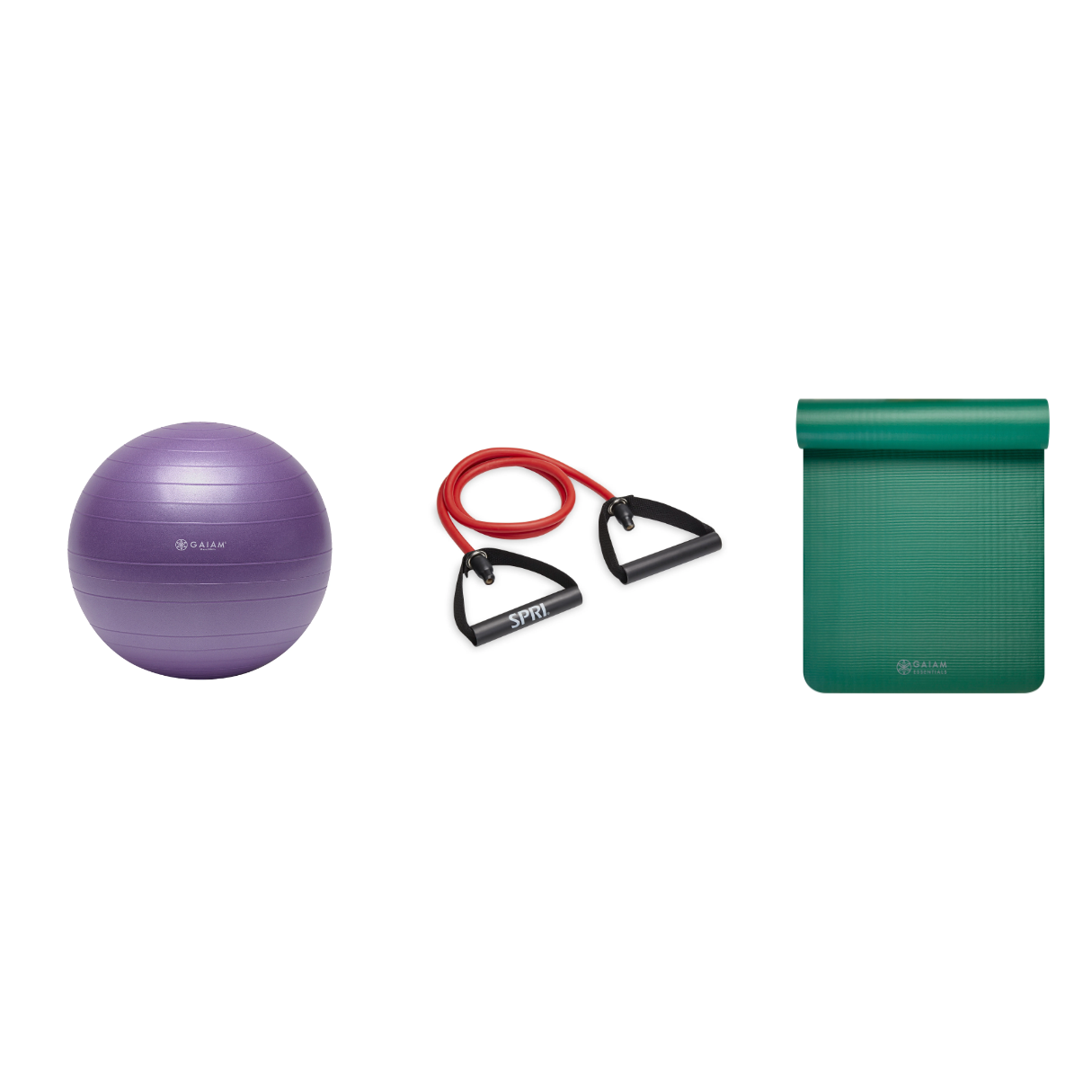 Fitness Bundle - Balance Ball (55cm), Xertube (Medium), Fitness Mat (Green)