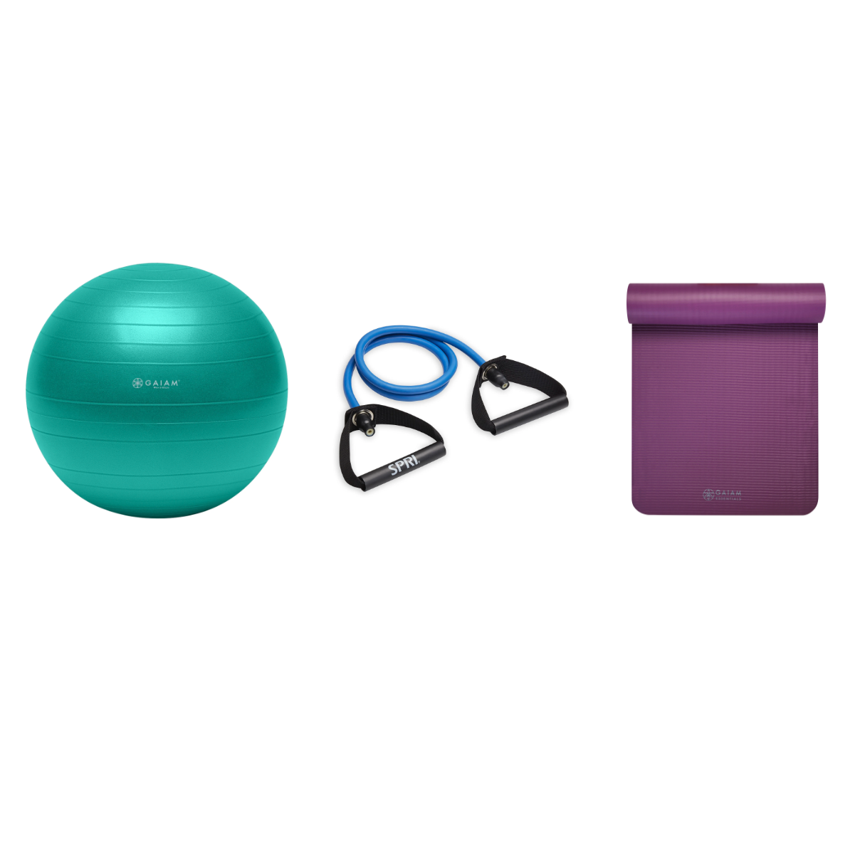 Fitness Bundle - Balance Ball (65cm), Xertube (Heavy), Fitness Mat (Purple)