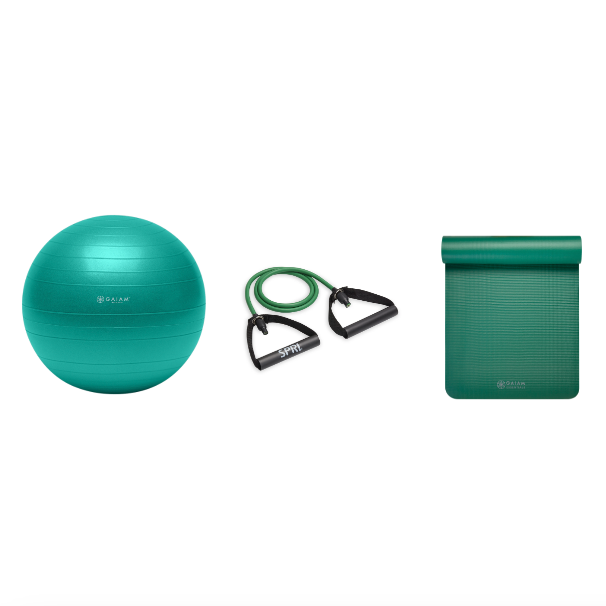 Fitness Bundle - Balance Ball (65cm), Xertube (Light), Fitness Mat (Green)